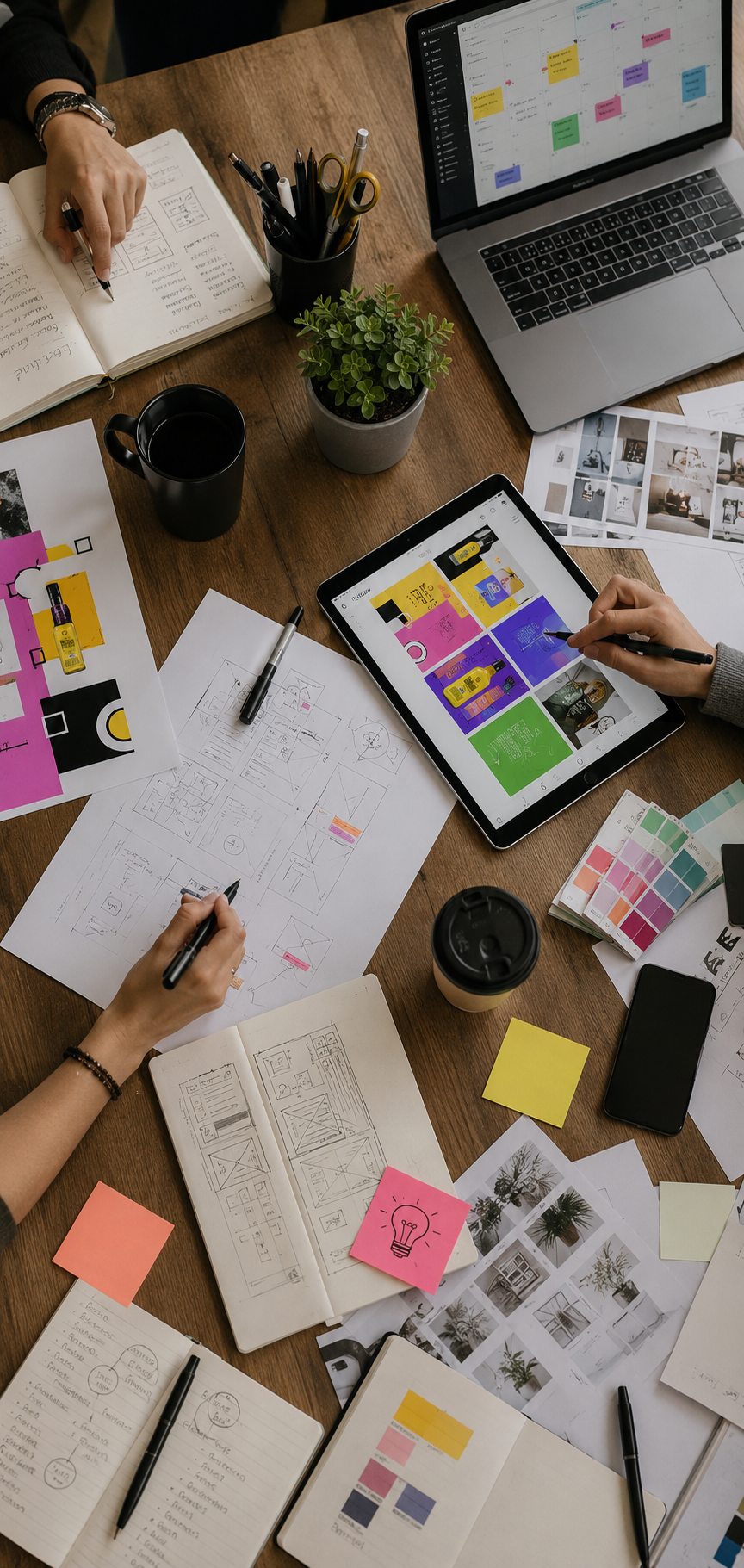 Equipo creativo de Stado Magenta en un estudio de diseño