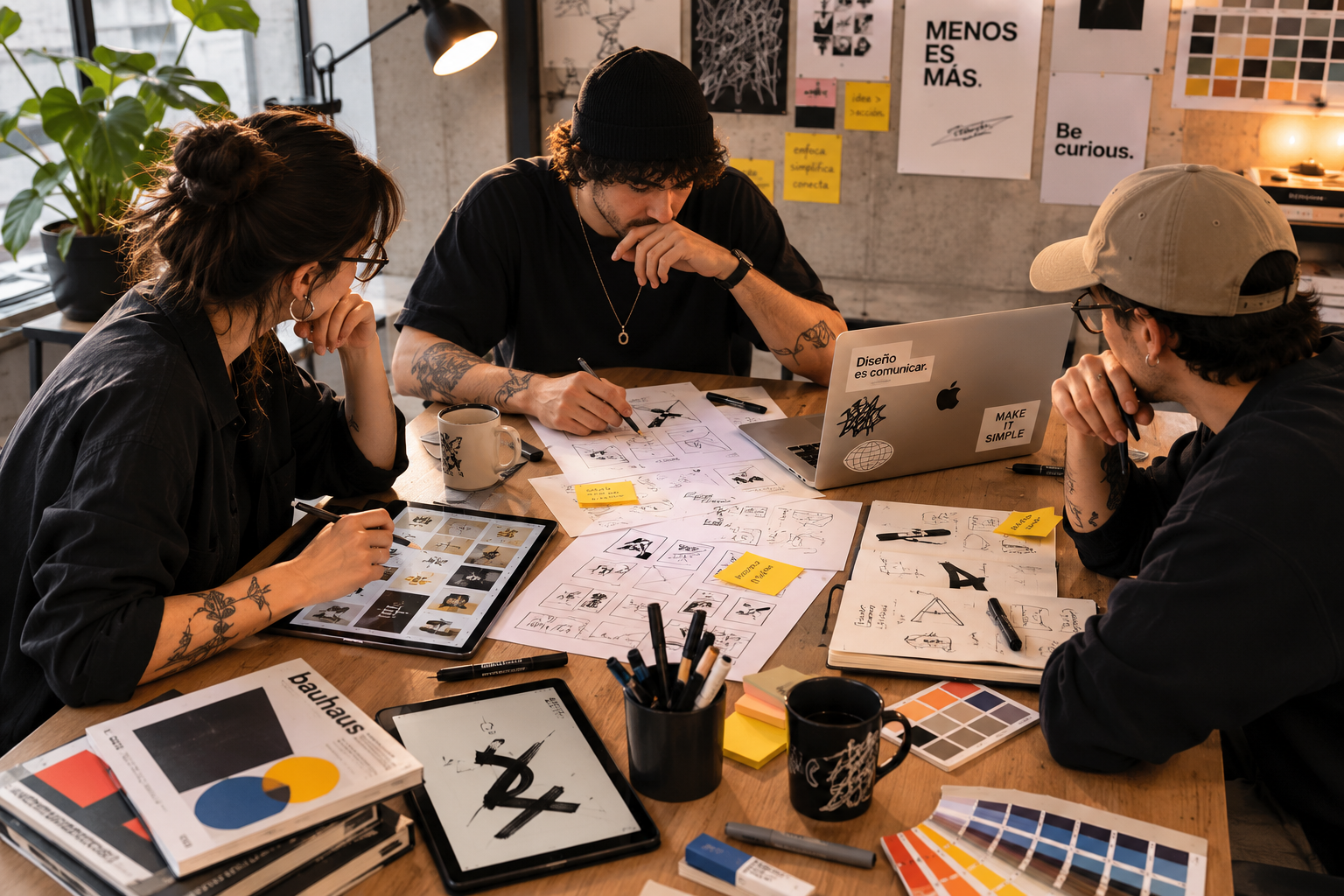 Equipo de Stado Magenta trabajando en un proyecto creativo